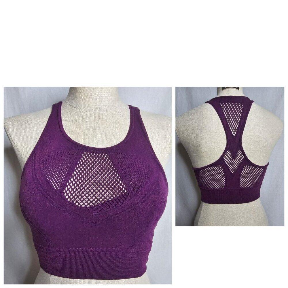 FREE PEOPLE FP Movement Running Through My Mind Racer Bra Dark Purple- Medium